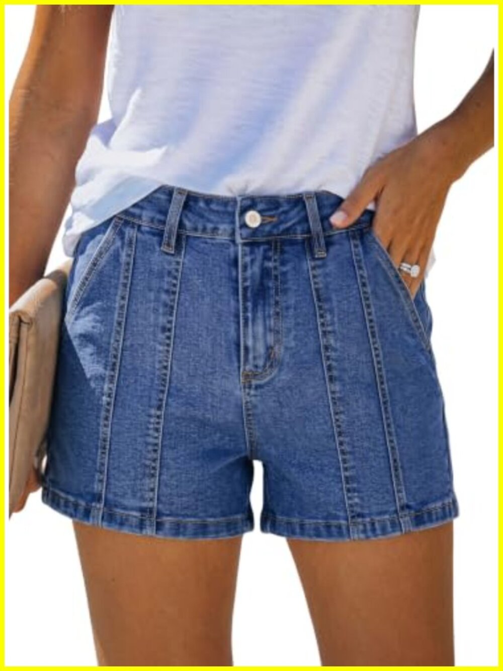 Women's High Waisted Stretchy Denim Shorts with Pockets Casual Summer